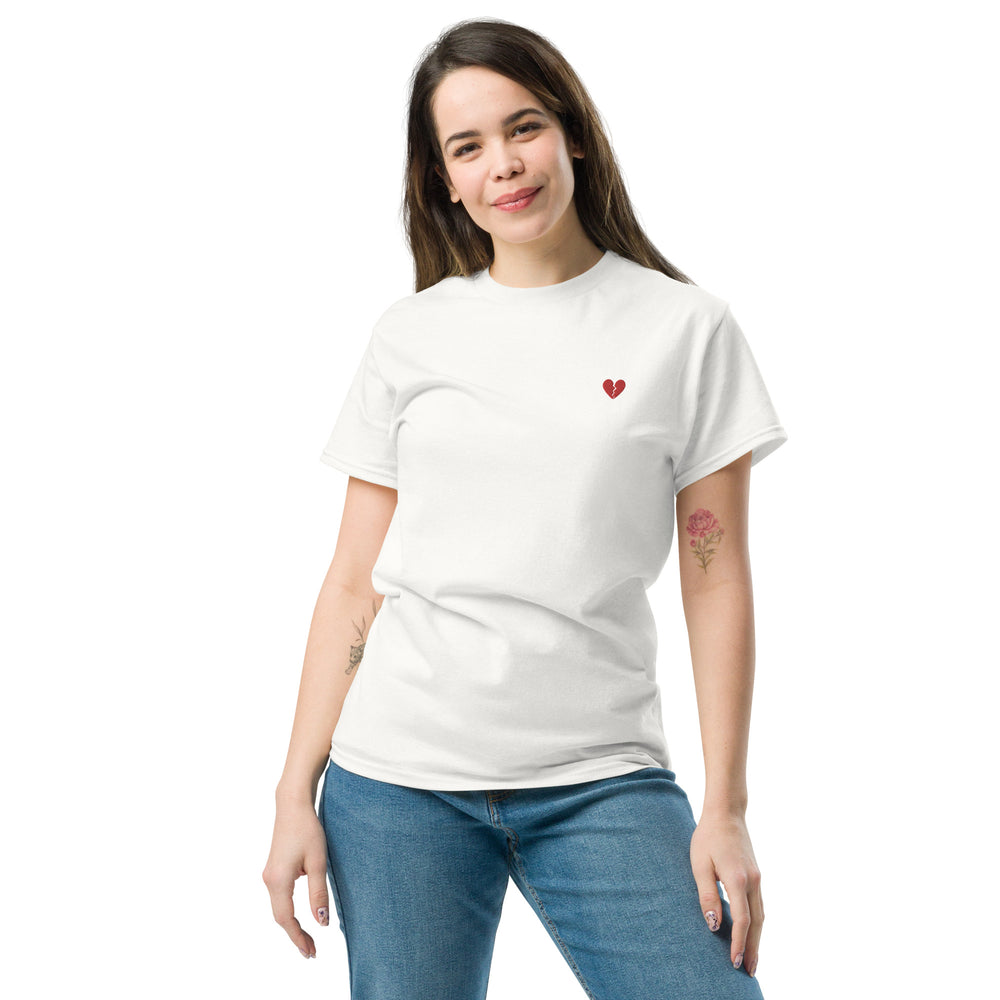 T-SHIRT RICAMATA DONNA CUORE SPEZZATO